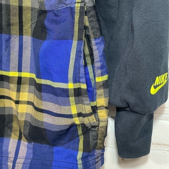 Nike Sportswear Hoodie Womens Medium Black Plaid 1/4 Zip Long Sleeve Pockets - Picture 13 of 14